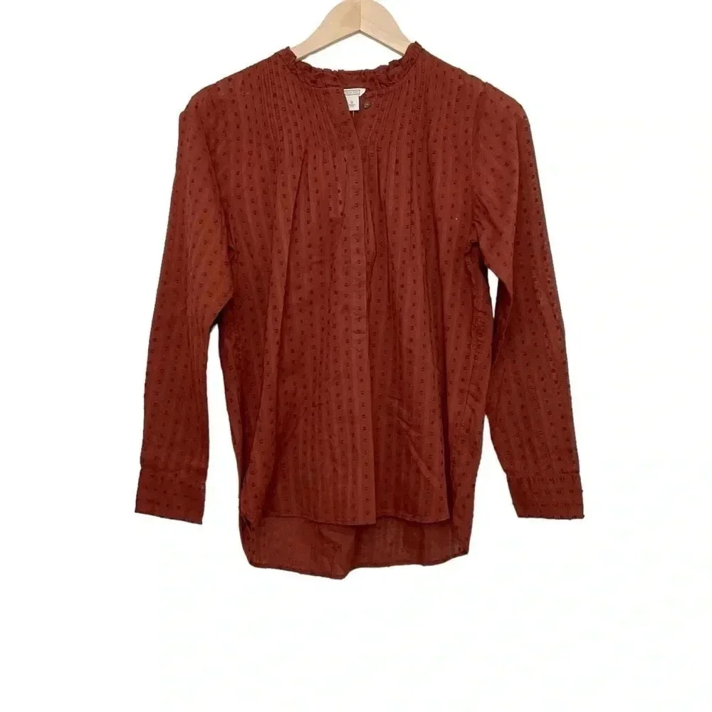 J. Crew Ruffle Classic Popover Clip Dot Top Size 2